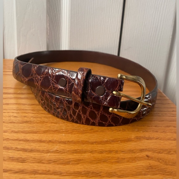 Accessories - Unbranded Brown 100% Alligator Made in USA Horseshoe Buckle 1” Belt 30 ❗️